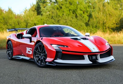 SF90 XX Stradale Rosso F1 with italian flag stripe