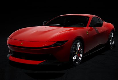 Amalfi Rosso Corsa with black interior chrome rims and brakes