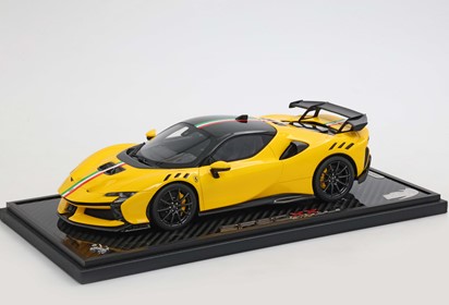 SF90 XX Stradale Giallo Modena and Italian stripe carbon rims and real carbon base