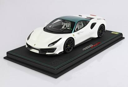 488 Pista Italian White Metallic and Green Roof