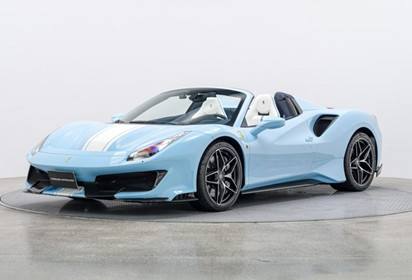 488 Pista Spider Azzurro la Plata with stripe