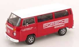 Volkswagen T2b Bus Porsche Renndienst with Fuchs Rims, red