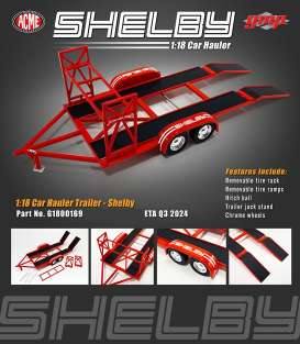 Tandem Car Trailer with Tire Rack *Shelby American*, red with white stripes